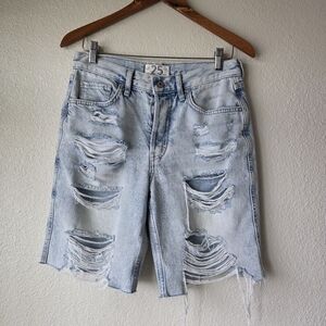 Free People Womens We The Free Distressed Shorts Size 25 Denim Button Fly